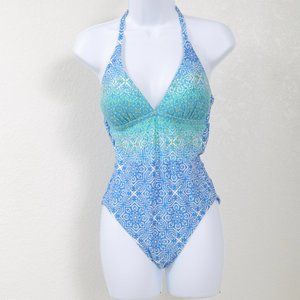 La Blanca‎ Tile We Meet Again One Piece Swimsuit, teals and blues, 4 NWOT